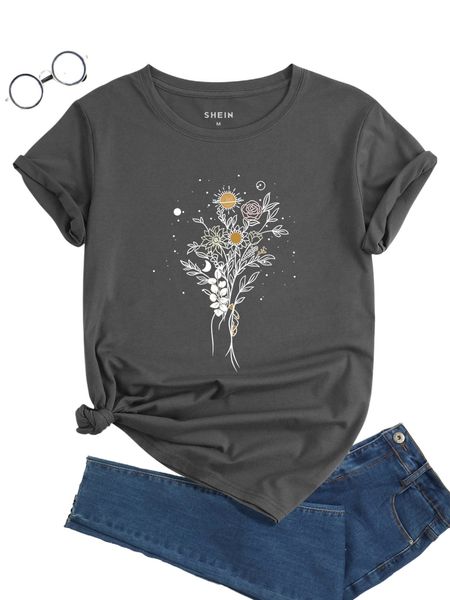 

hand and floral print tee n2ro#, White