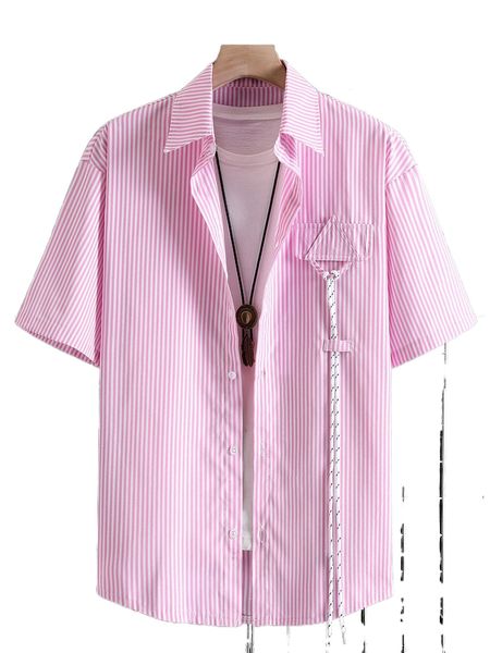 

men vertical striped rope flap detail shirt without tee n5jq#, White;black