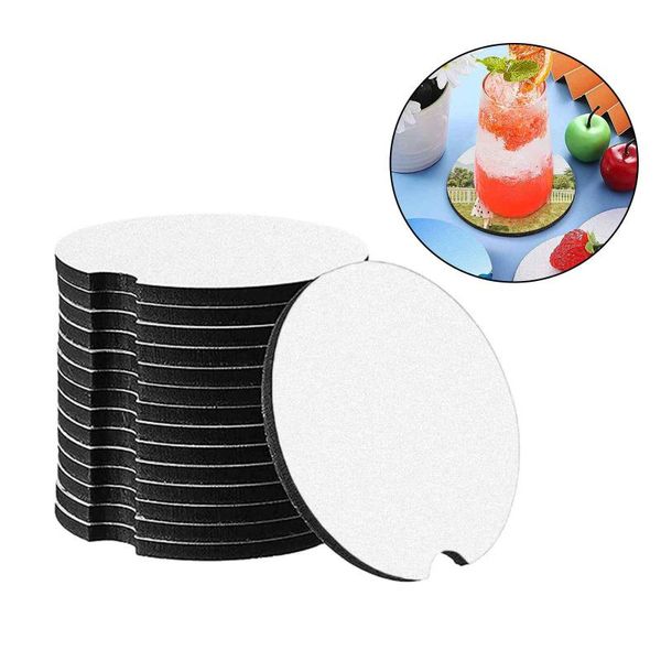 Mats Pads 20pcs Sublimation Blank Coasters DIY Neoprene Circle Isolation Cup Pad antiscivolo 7x7cmMats MatsMats