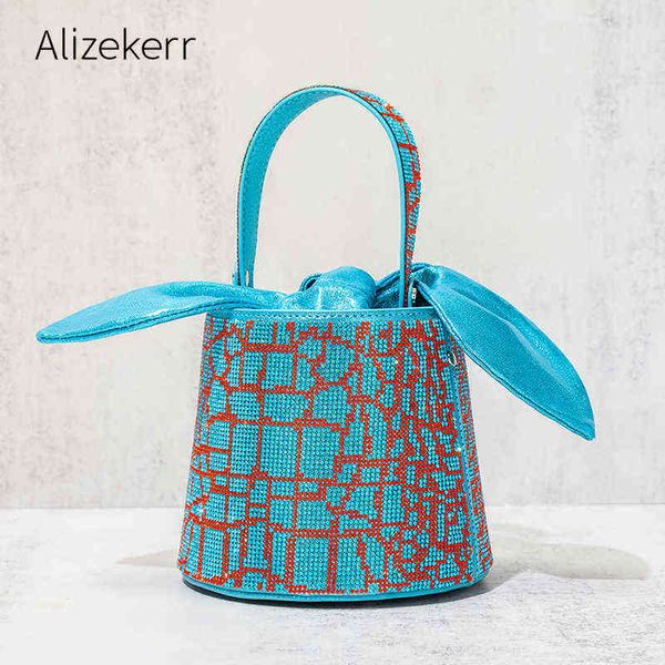 

evening bag color rhinestone bucket handbag women 2022 designer crystal chain shoulder bag messenger ladies clutch bow wallet personality 20