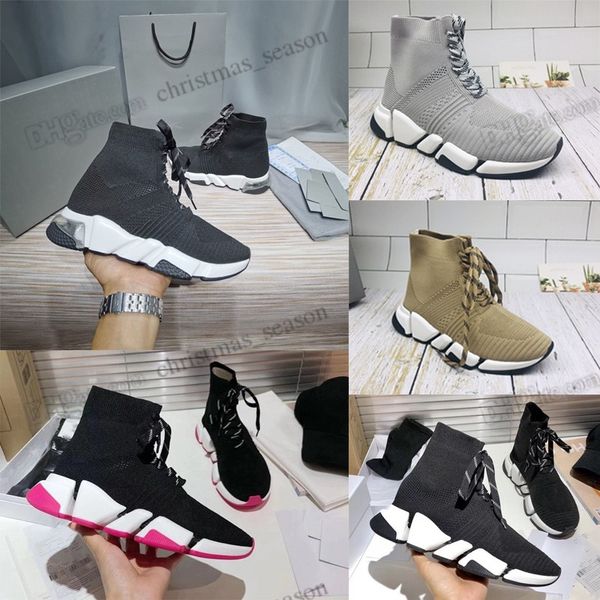 

shoes paris knight boots casual balencigas knitted soft platform socks booties speed shoes women mens boot knit sock lace up black white run
