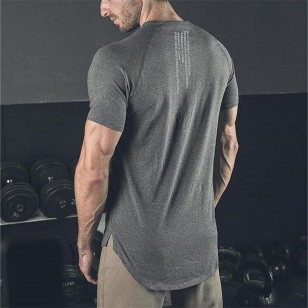 

muscleguys gym t shirt men fitness workout cotton tshirt bodybuilding workout skinny tee shirt summer casual sports clothing 220608, White;black