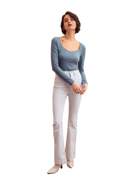 

motf premium viscose sweetheart neck bodysuit s88f#, White
