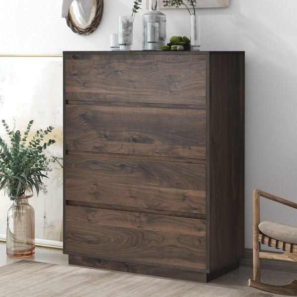 

mid century modern 4 drawers chest dark brown