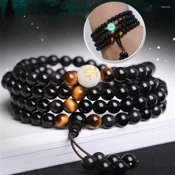 Perlenstränge Liebhaber Armband Obsidian Leuchtendes Paar Liebe Mehrschichtige Herren Buddhistische Perlen Drache Sternzeichen Für Frauen Fawn22