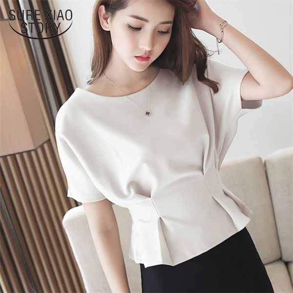 Mode Frauen Tops Koreanische Mode Kleidung Chiffon Bluse Solide Batwing Hülse Plus Größe Tops Shirts Damen Tops 3624 50 210401