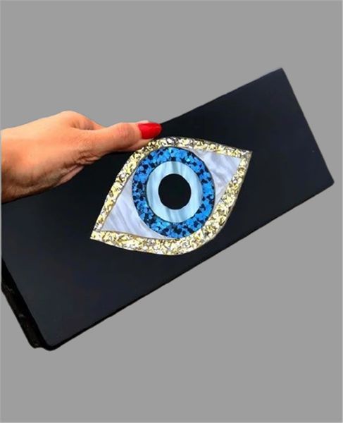 

solid black pearl white 25 cm x 10 cm long size acrylic box clutches bags handbag women brand cartoon evileye party bag 220816