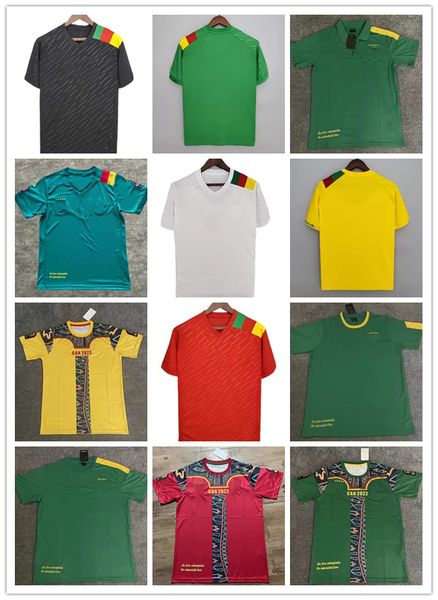 

22 23 cameroon soccer jerseys national team 2022 2023 aboubakar toko ekambi ngamaleu choupo-moting ganago anguissa men football jersey, Black;yellow
