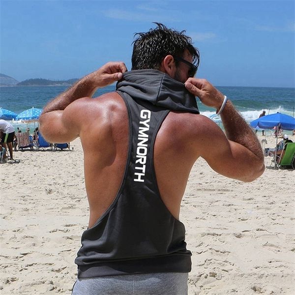 Summer Brand Gyms Clothing Men Men Men tanque com capuz Tampa com tanques de fitness de coletor de coletor de fitness de ginástica Sportswear Tops Male 220527