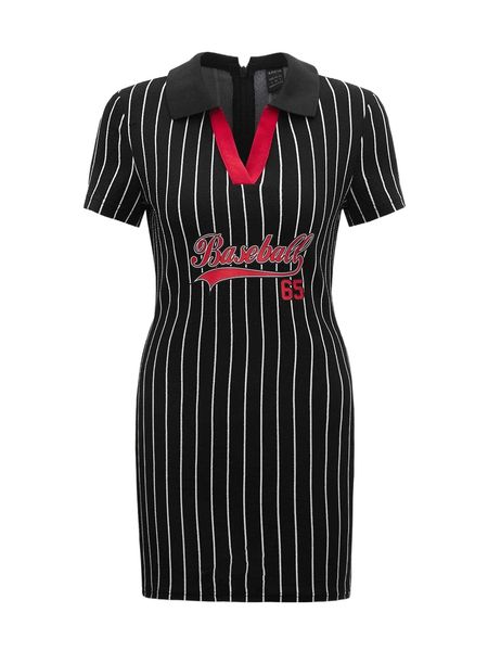 

letter graphic striped dress e1xe#, Black;gray
