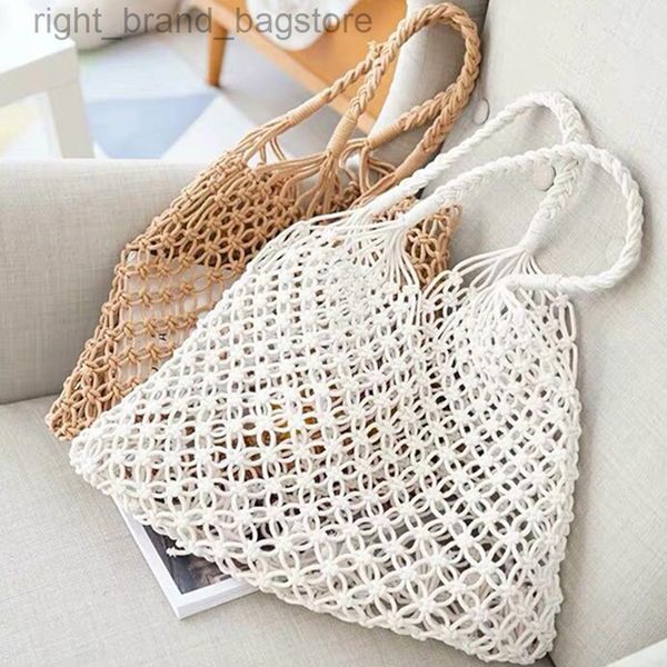 

straw bag shoulder bag summer hollow rope woven tote overlarge mesh crochet shopper purses and handbags bohemian travel tote new w220813
