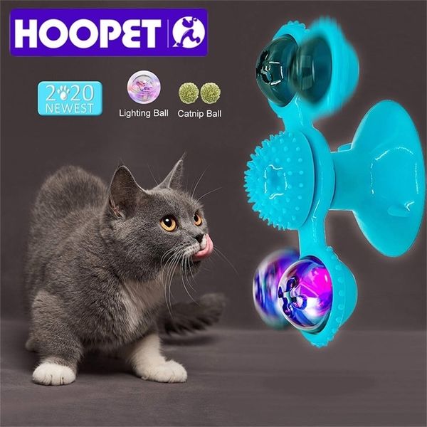 Hoopet Windmill Toys for Cats Puzzle Whirling Turntable с Brush Cat Play Game Kitten Interactive Supplies LJ200826