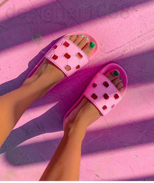 

slippers designer pre-fall 2019 womens cut-out rubber slide sandals girls sporty pool flats slippers mules size euro 35-41 ic98, Black