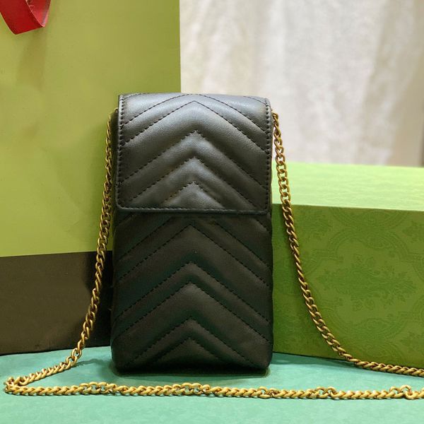 

chain bag women crossbody handbags iphone bags shoulder bags flap wallet black quilted leather canvas lining fashion letter high quality