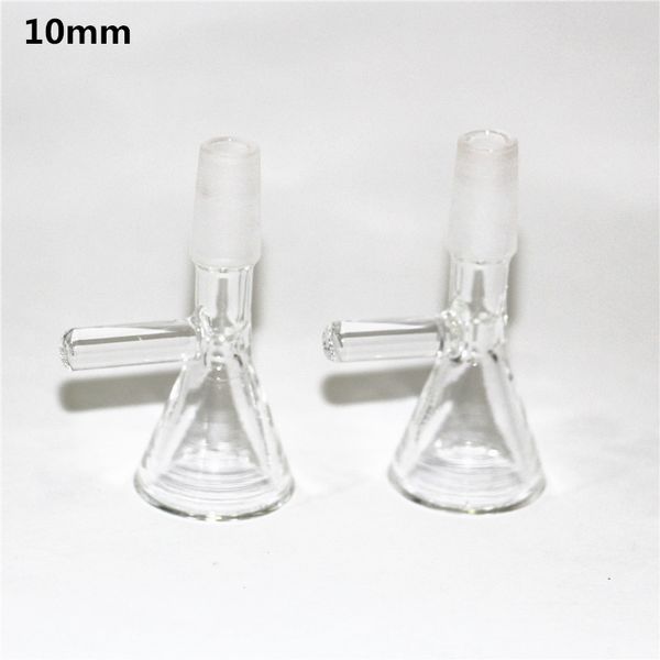 Scivoli per bong in vetro per narghilè con imbuto per ciotola con manico Tipo maschio trasparente 14mm Accessori per fumatori Bong per pipa ad acqua Ciotole per erbe secche Scivolo inebriante