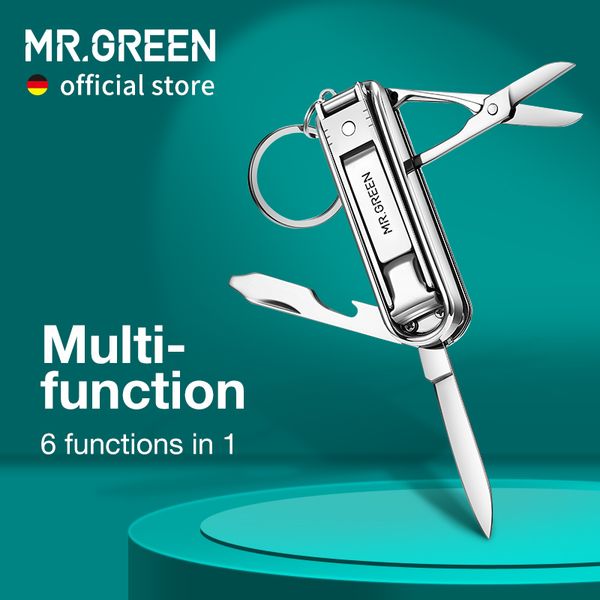 

mr green multifunctional nail clipper stainless steel six functions files bottle opener small knife scissors cutter 220705