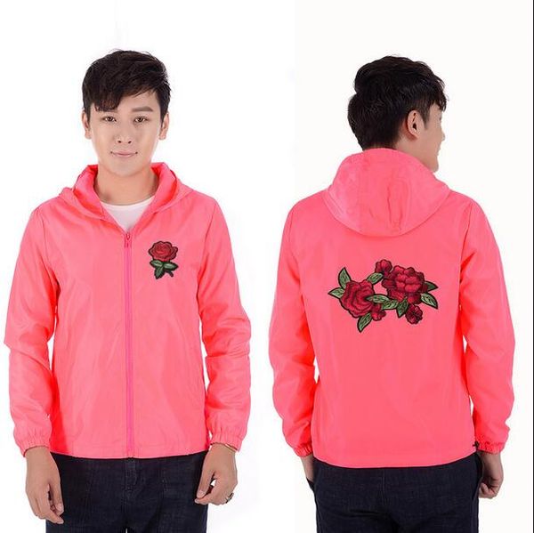 

men's jackets embroidered rose factory direct supply men's plus size spring and autumn thin section lined couple parent-child outd, Black;brown