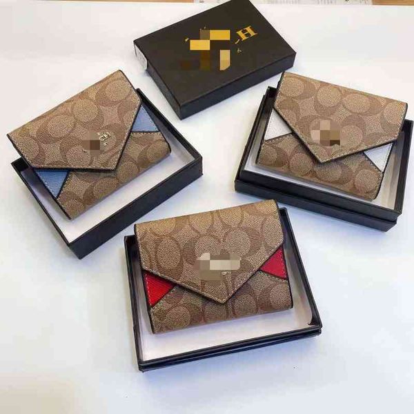 

handbags bags 2022 spring new cardamom women's three fold wallet handbag gift box luxury, Black;red