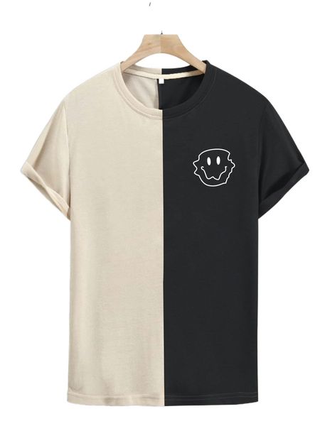 

men two tone expression print tee 88qe#, White;black