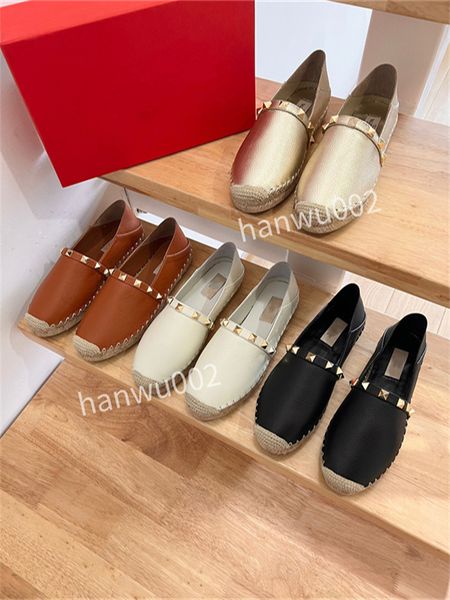 

2022 designer classic lady platform fisherman shoes luxury flat women straw bottom casual boat shoe, Black