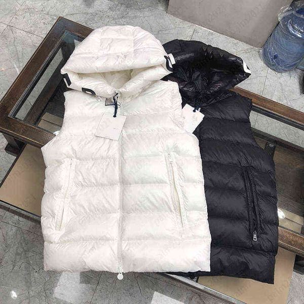 Gilets Herren-Daunenweste, Stehkragen, Buchstabendruck, Polyester-Baumwollstoff, winddicht und warm, modische Winterkleidung, Designer-Pufferjacken