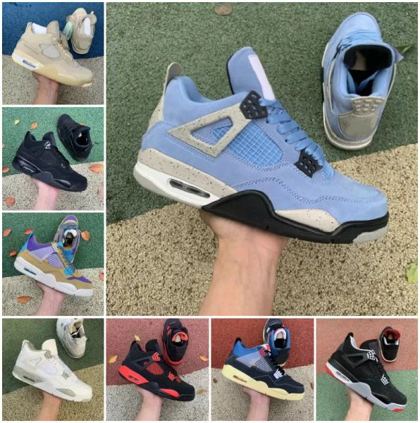 

jumpman university blue 4 4s basketball shoes men shimmer sail white oreo desert moss bred neon red thunder what the cement black cat design