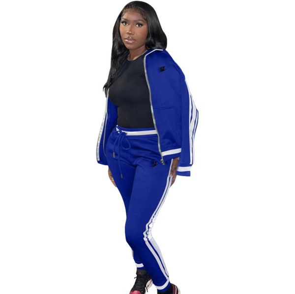 

women tracksuits two piece set striped casual fashion t shirt tight pants outfits multicolor ladies long sleeve trousers leisure suits n987, Gray