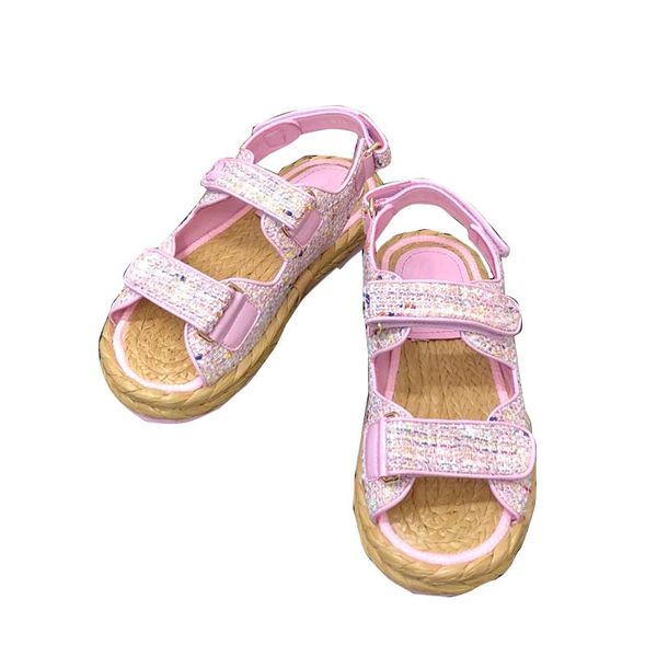 

platform sandals for woman printed flat espadrille tweed woven velcroed classic designer luxury slipper womens fashion slides heels height 3, Black