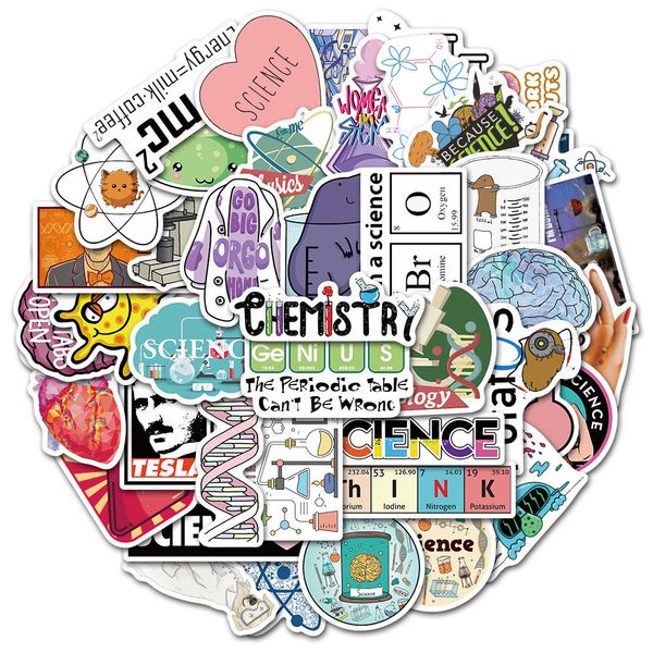 

waterproof sticker 50/100 pcs science lab stickers biology chemistry research viny decals for kids student lapstationery wall cool graffiti