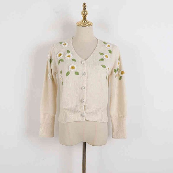 

women's sweaters three dimensional small flower knitted cardigan spring and autumn french lazy style hand crocheted short sweater lk2y, White;black