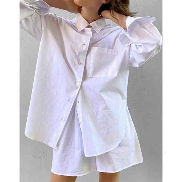 

women's blouses shirts frankieshop multicolor basic versatile ins silhouette solid color cotton shirt early autu e0sw, White