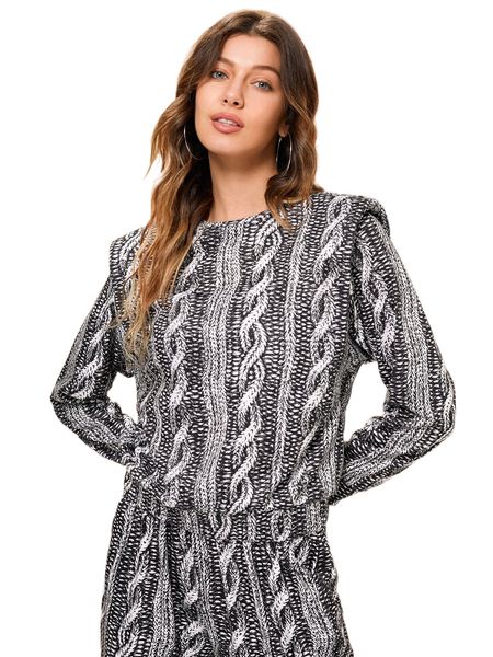 

x mina allover print shoulder pads pullover y3tc#, Black