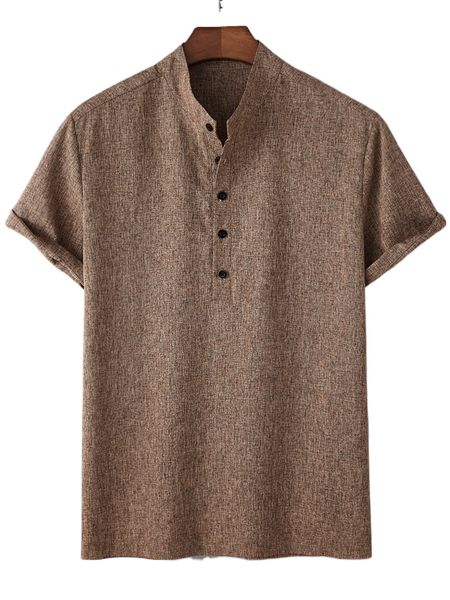 

men solid half button shirt x0v0#, White;black