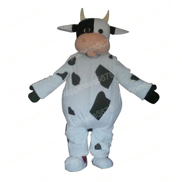 Performance Dairy Cow Mascot Trajes de desenho animado de Natal Traje de caráter de aniversário Festa de Halloween Outdoor Autfit Suit