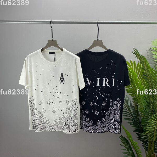 

22ss designer tide t shirts chest letter sweatshirts laminated print short sleeve high street loose oversize casual t-shirt 100% pure cotton, Black