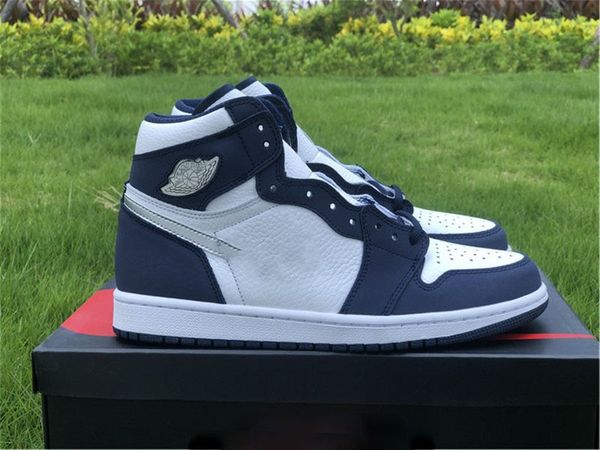 

2022 released authentic 1 high og co.jp midnight navy metallic silver white men basketball shoes sports sneakers with box dc1788-100