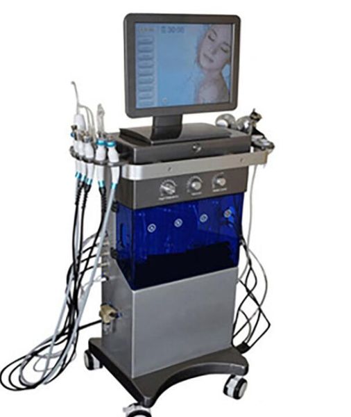 

new design hydra diamond water dermabrasion skincare hydro dermabrasion 9 in 1 water oxygen multi-function facial hydrating equipment, Black;white