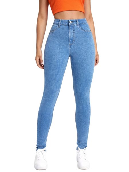 

blues high waist skinny jeans j7ik#, Blue