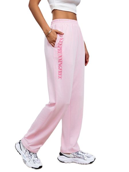 

letter graphic slant pockets sweatpants w5yu#, Black;white