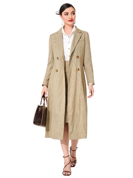 

plaid print double breasted blazer & skirt s70s#, White