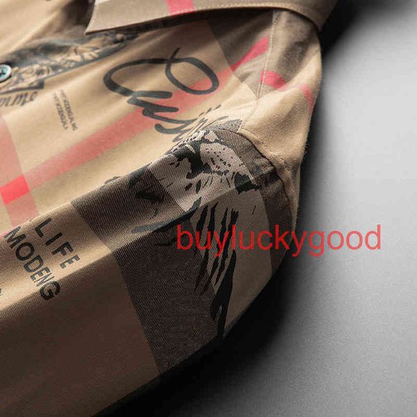 

good brand hoodies 2022 autumn winter new men's shirt long sleeve classic check print shirt slim fit, Black