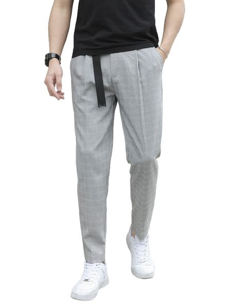 

men slant pocket fold pleated pants without belt 19c5#, Black