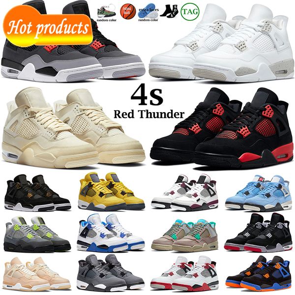 

4 4s jumpman basketball shoes for men women black cat red thunder infrared sail cool grey white oreo pure money motorsports what the royalty