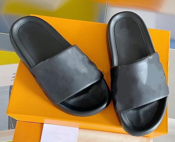 

2022 early spring classic print beach flip flops flat slide slippers made of waterproof rubber sandals casual footwear rubber foam outsole s, Black