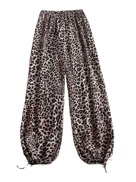 

plus leopard print knot side carrot pants n0yz#, Black
