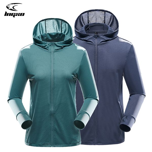 

LNGXO Hiking Summer Jacket Men Women Camping Trekking Fishing Sun Protective Clothes Outdoor Sport Windbreaker Anti UV Coats, Women pink