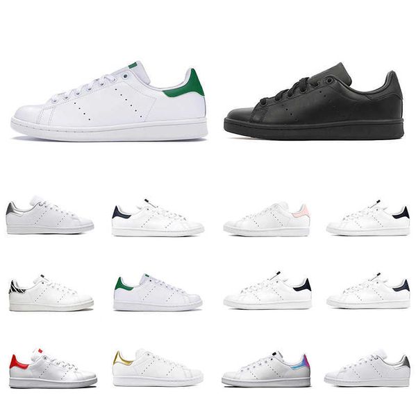 

handsome smith navy blue stan white green mens casual shoes superstars hologram leather shoe men women trainers sports sneakers, Black