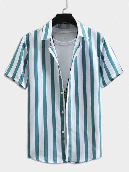 

romwe guys striped shirt without tee g7kg#, White;black