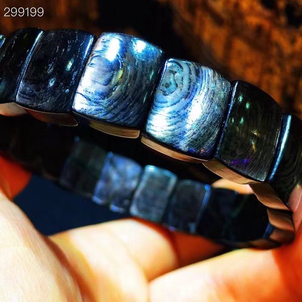 

natural black hypersthene flash bracelet bangle gold lucky women men hypersthene bangle 14x11.2x5mm from egypt aaaaa, Silver