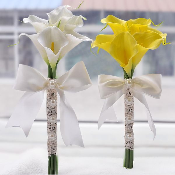 

yellow white calla bride bridal bouquet wedding wedding outdoor wedding bride bridesmaid flower